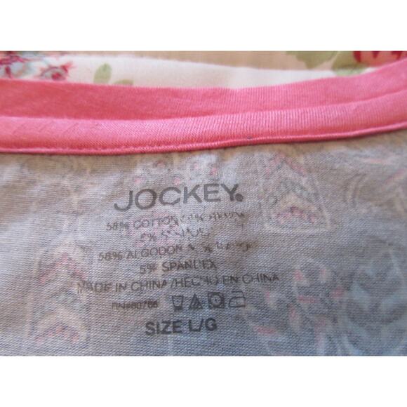 Jockey Women’s Soft Sleepwear Night Shirt Large Grey/Peach Print Shortsleeve - Picture 3 of 6